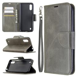 Classic Sheepskin PU Leather Phone Wallet Case for Samsung Galaxy A01 - Gray