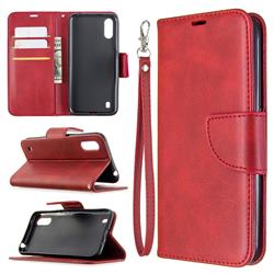 Classic Sheepskin PU Leather Phone Wallet Case for Samsung Galaxy A01 - Red