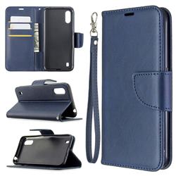 Classic Sheepskin PU Leather Phone Wallet Case for Samsung Galaxy A01 - Blue
