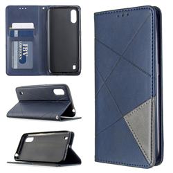 Prismatic Slim Magnetic Sucking Stitching Wallet Flip Cover for Samsung Galaxy A01 - Blue