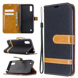 Jeans Cowboy Denim Leather Wallet Case for Samsung Galaxy A01 - Black