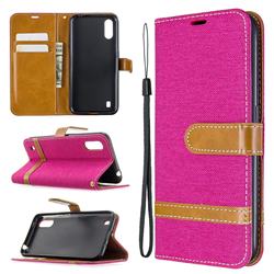 Jeans Cowboy Denim Leather Wallet Case for Samsung Galaxy A01 - Rose