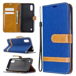 Jeans Cowboy Denim Leather Wallet Case for Samsung Galaxy A01 - Sapphire