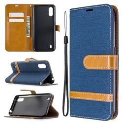 Jeans Cowboy Denim Leather Wallet Case for Samsung Galaxy A01 - Dark Blue