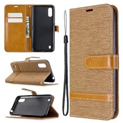 Jeans Cowboy Denim Leather Wallet Case for Samsung Galaxy A01 - Brown