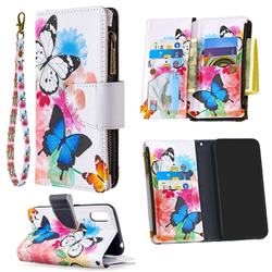 Vivid Flying Butterflies Binfen Color BF03 Retro Zipper Leather Wallet Phone Case for Samsung Galaxy A01