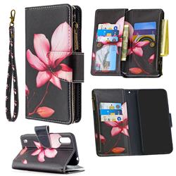 Lotus Flower Binfen Color BF03 Retro Zipper Leather Wallet Phone Case for Samsung Galaxy A01