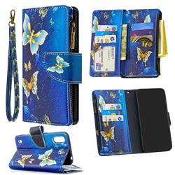 Golden Butterflies Binfen Color BF03 Retro Zipper Leather Wallet Phone Case for Samsung Galaxy A01