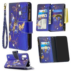 Purple Butterfly Binfen Color BF03 Retro Zipper Leather Wallet Phone Case for Samsung Galaxy A01