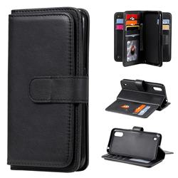 Multi-function Ten Card Slots and Photo Frame PU Leather Wallet Phone Case Cover for Samsung Galaxy A01 - Black
