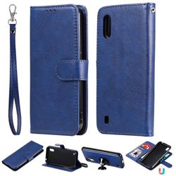 Retro Greek Detachable Magnetic PU Leather Wallet Phone Case for Samsung Galaxy A01 - Blue