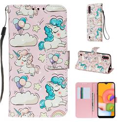 Angel Pony 3D Painted Leather Wallet Case for Samsung Galaxy A01
