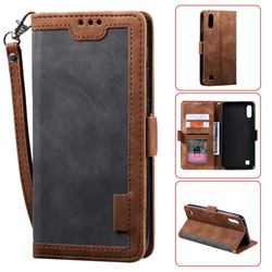 Luxury Retro Stitching Leather Wallet Phone Case for Samsung Galaxy A01 - Gray