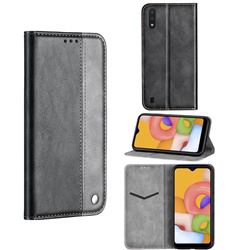 Classic Business Ultra Slim Magnetic Sucking Stitching Flip Cover for Samsung Galaxy A01 - Silver Gray