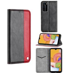 Classic Business Ultra Slim Magnetic Sucking Stitching Flip Cover for Samsung Galaxy A01 - Red