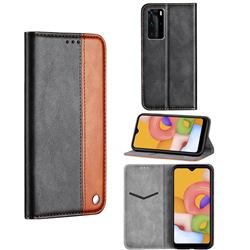 Classic Business Ultra Slim Magnetic Sucking Stitching Flip Cover for Samsung Galaxy A01 - Brown