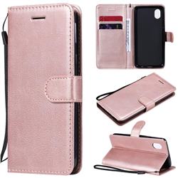 Retro Greek Classic Smooth PU Leather Wallet Phone Case for Samsung Galaxy A01 Core - Rose Gold