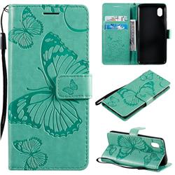Embossing 3D Butterfly Leather Wallet Case for Samsung Galaxy A01 Core - Green