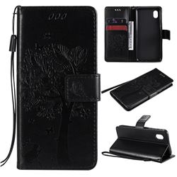 Embossing Butterfly Tree Leather Wallet Case for Samsung Galaxy A01 Core - Black