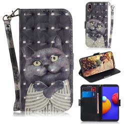 Cat Embrace 3D Painted Leather Wallet Phone Case for Samsung Galaxy A01 Core
