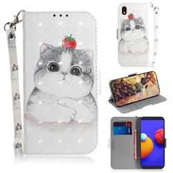 Cute Tomato Cat 3D Painted Leather Wallet Phone Case for Samsung Galaxy A01 Core