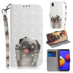 Pug Dog 3D Painted Leather Wallet Phone Case for Samsung Galaxy A01 Core
