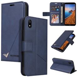 GQ.UTROBE Right Angle Silver Pendant Leather Wallet Phone Case for Samsung Galaxy A01 Core - Blue