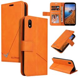 GQ.UTROBE Right Angle Silver Pendant Leather Wallet Phone Case for Samsung Galaxy A01 Core - Orange