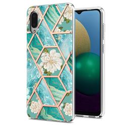Blue Chrysanthemum Marble Electroplating Protective Case Cover for Samsung Galaxy A02