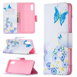 Butterflies Flowers Leather Wallet Case for Samsung Galaxy A02