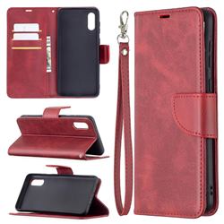 Classic Sheepskin PU Leather Phone Wallet Case for Samsung Galaxy A02 - Red