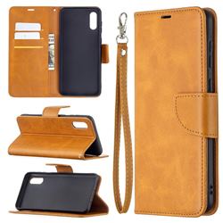 Classic Sheepskin PU Leather Phone Wallet Case for Samsung Galaxy A02 - Yellow