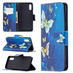 Golden Butterflies Leather Wallet Case for Samsung Galaxy A02