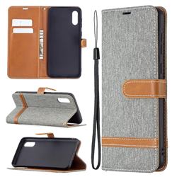 Jeans Cowboy Denim Leather Wallet Case for Samsung Galaxy A02 - Gray