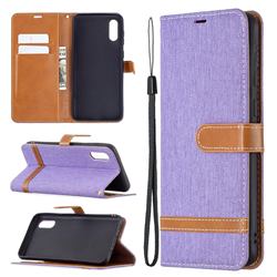 Jeans Cowboy Denim Leather Wallet Case for Samsung Galaxy A02 - Purple