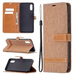 Jeans Cowboy Denim Leather Wallet Case for Samsung Galaxy A02 - Brown