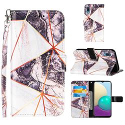 Black and White Stitching Color Marble Leather Wallet Case for Samsung Galaxy A02