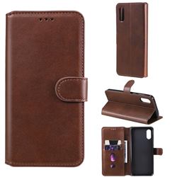 Retro Calf Matte Leather Wallet Phone Case for Samsung Galaxy A02 - Brown