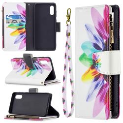 Seven-color Flowers Binfen Color BF03 Retro Zipper Leather Wallet Phone Case for Samsung Galaxy A02