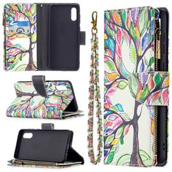 The Tree of Life Binfen Color BF03 Retro Zipper Leather Wallet Phone Case for Samsung Galaxy A02