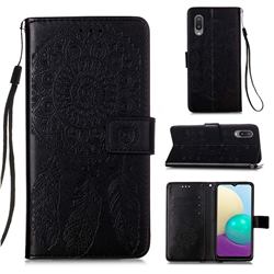 Embossing Dream Catcher Mandala Flower Leather Wallet Case for Samsung Galaxy A02 - Black