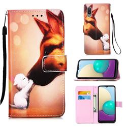 Hound Kiss Matte Leather Wallet Phone Case for Samsung Galaxy A02