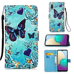 Love Butterfly Matte Leather Wallet Phone Case for Samsung Galaxy A02