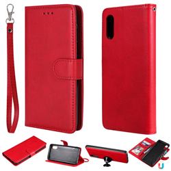 Retro Greek Detachable Magnetic PU Leather Wallet Phone Case for Samsung Galaxy A02 - Red