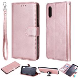 Retro Greek Detachable Magnetic PU Leather Wallet Phone Case for Samsung Galaxy A02 - Rose Gold