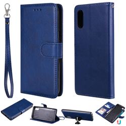 Retro Greek Detachable Magnetic PU Leather Wallet Phone Case for Samsung Galaxy A02 - Blue