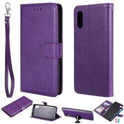 Retro Greek Detachable Magnetic PU Leather Wallet Phone Case for Samsung Galaxy A02 - Purple