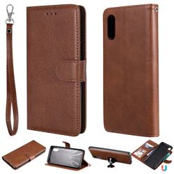 Retro Greek Detachable Magnetic PU Leather Wallet Phone Case for Samsung Galaxy A02 - Brown