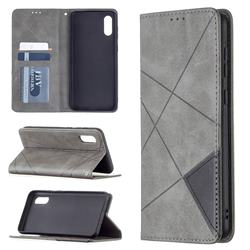Prismatic Slim Magnetic Sucking Stitching Wallet Flip Cover for Samsung Galaxy A02 - Gray