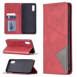 Prismatic Slim Magnetic Sucking Stitching Wallet Flip Cover for Samsung Galaxy A02 - Red